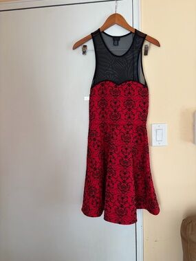 Rue21 Red and Black Patterned Mini Dress